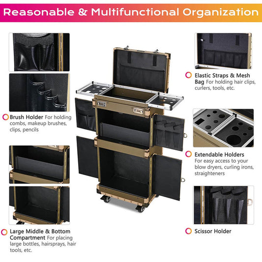 Lockable Rolling Beauty Train Case