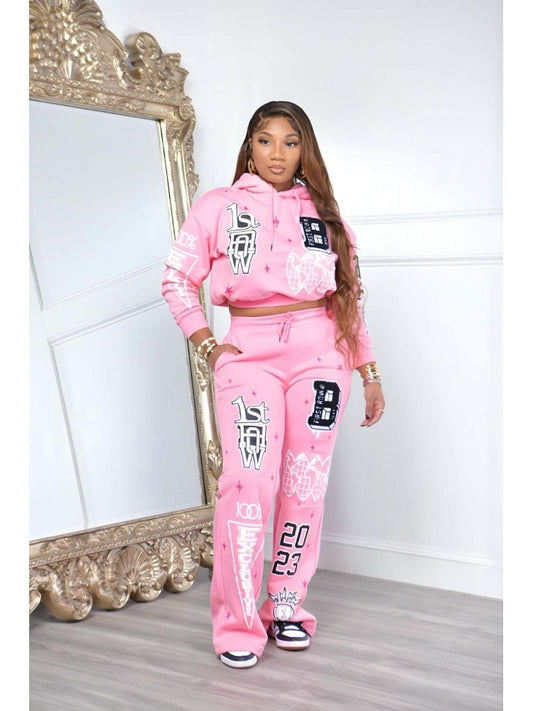 B Loved Hoodie Straight Pants Set