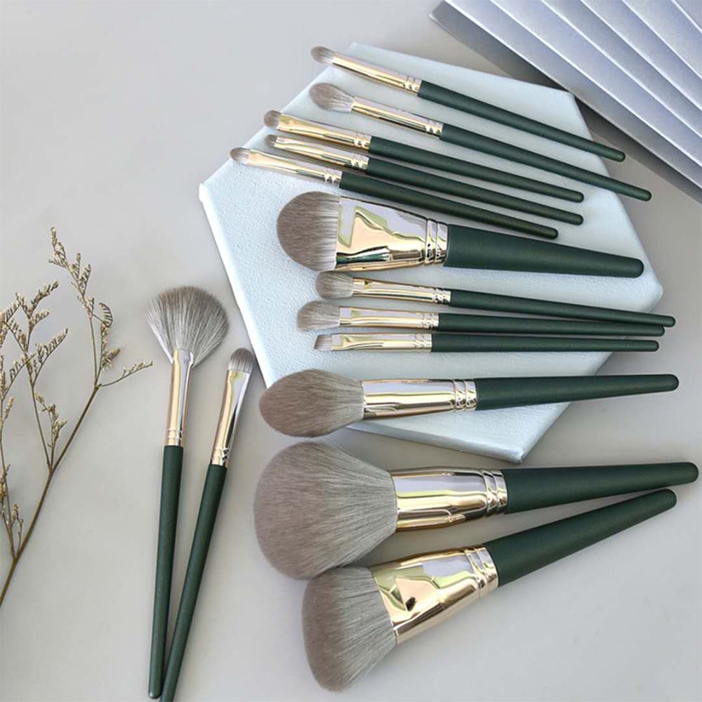 Emerald Green 14 pcs Makeup Brush set