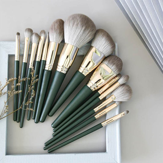 Emerald Green 14 pcs Makeup Brush set