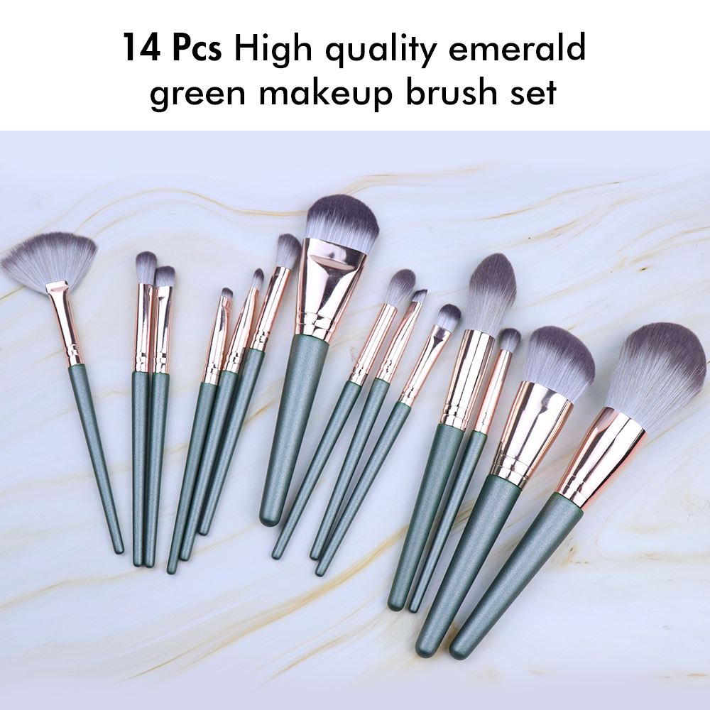 Emerald Green 14 pcs Makeup Brush set