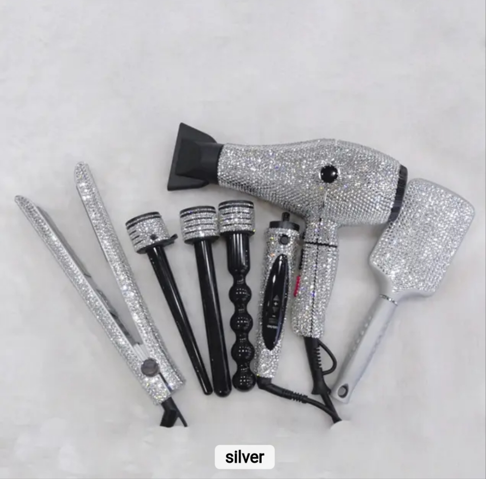 Pink or Silver Rhinestone Hot tools set