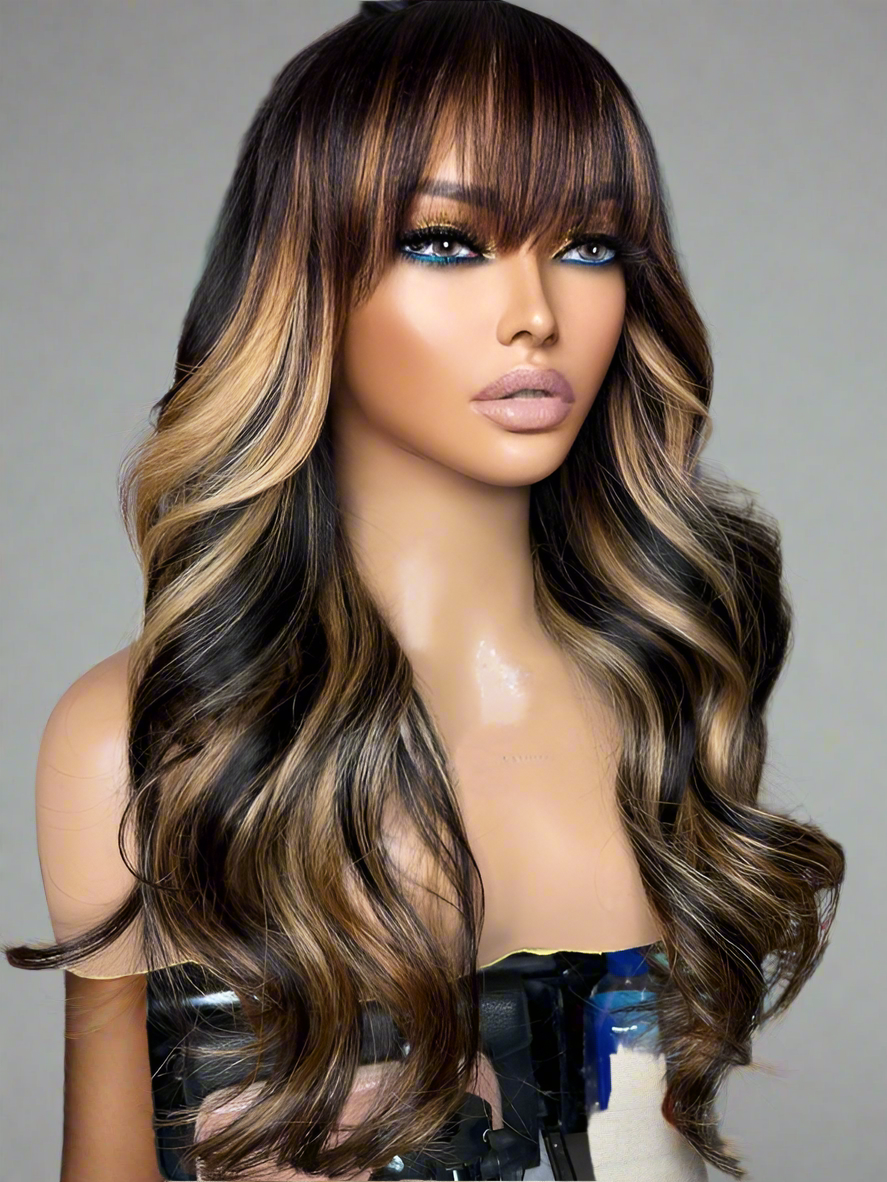 Full bang highlight HD lace wig