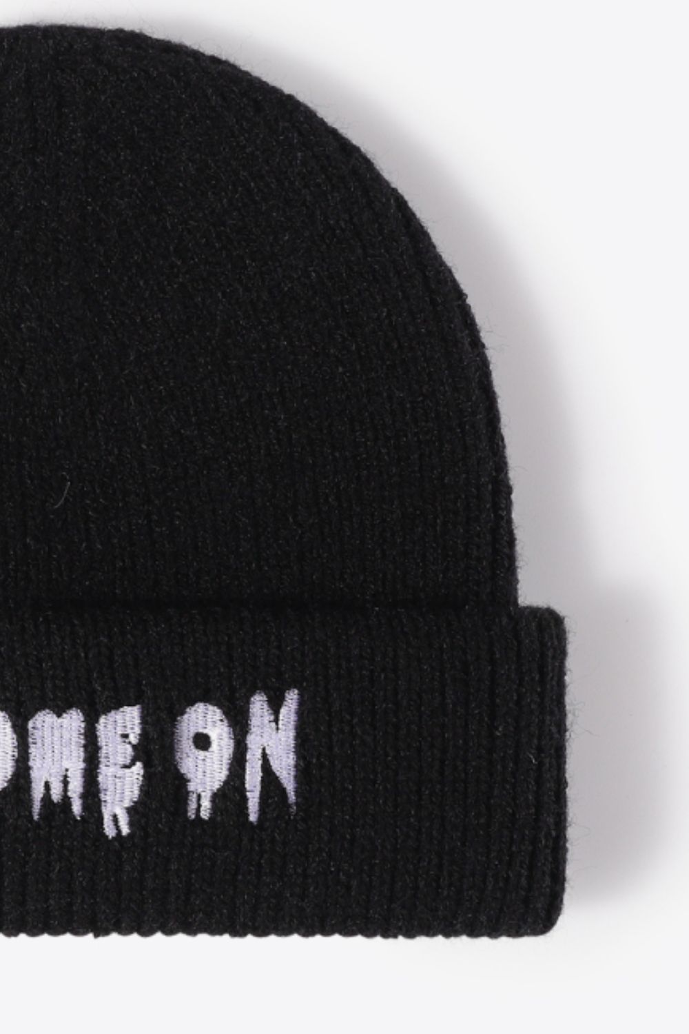 COME ON Embroidered Cuff Knit Beanie