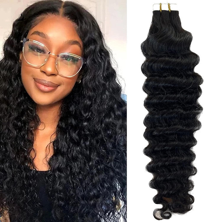 Natural #1B Human Hair Tape-in Extentions