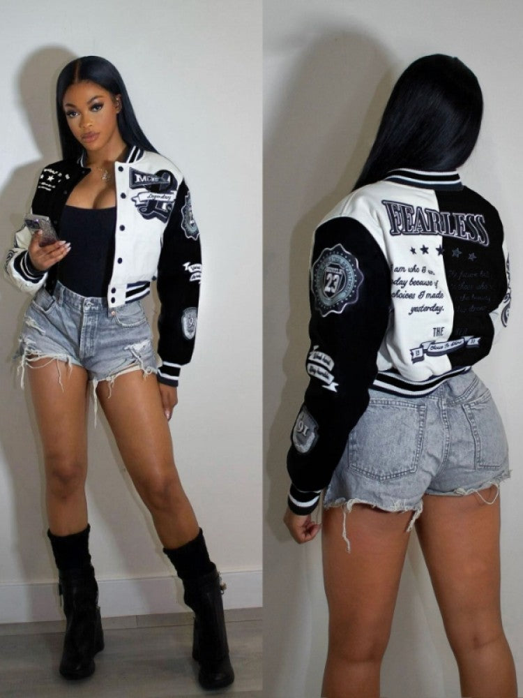 Fearless Printed Button Up Baseball Jackets