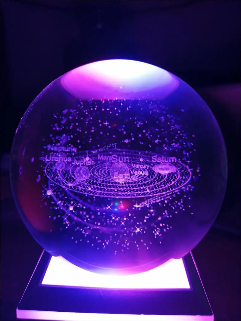 3D Solar System Crystal Ball Night Lamp